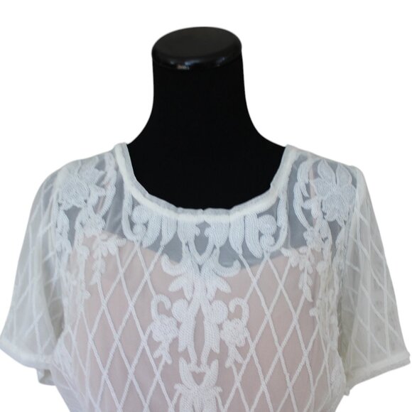 R&M Richards White Sequin Lattice Godet Gown 14W NWT's "Downton Abbey" - Picture 4 of 17